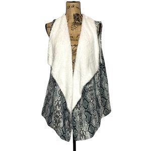 Animal Print Faux Fur Open Front Vest
